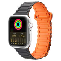 Dux Ducis Strap (Armor Version) Apple Watch SE Strap, 9, 8, 7, 6, 5, 4, 3, 2, 1 (41, 40, 38 mm) Silicone Magnetic Band Bracelet Black/Orange
