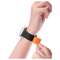 Dux Ducis Strap (Armor Version) Apple Watch SE Strap, 9, 8, 7, 6, 5, 4, 3, 2, 1 (41, 40, 38 mm) Silicone Magnetic Band Bracelet Black/Orange