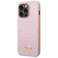 Guess GUHCP14XHGGSHP iPhone 14 Pro Max 6,7" różowy/pink hard case Glitter Script