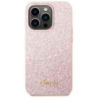 Guess GUHCP14XHGGSHP iPhone 14 Pro Max 6,7" różowy/pink hard case Glitter Script