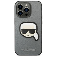 Karl Lagerfeld KLHCP14LSAPKHG iPhone 14 Pro 6,1" srebrny/silver hardcase Saffiano Karl`s Head Patch