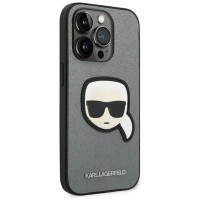 Karl Lagerfeld KLHCP14LSAPKHG iPhone 14 Pro 6,1" srebrny/silver hardcase Saffiano Karl`s Head Patch