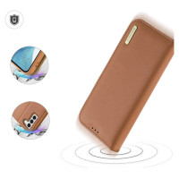 Dux Ducis Hivo case Samsung Galaxy S23+ flip cover wallet stand RFID blocking brown