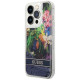 Guess Flower Liquid Glitter case for iPhone 14 Pro Max - blue