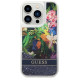 Guess Flower Liquid Glitter case for iPhone 14 Pro Max - blue