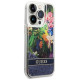 Guess Flower Liquid Glitter case for iPhone 14 Pro Max - blue