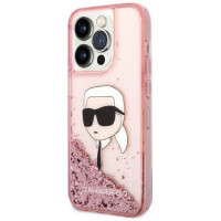 Karl Lagerfeld Glitter Karl's Head case for iPhone 14 Pro - pink