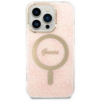 Guess Set Guess GUBPP14LH4EACSP Case+ Charger iPhone 14 Pro 6.1" pink/pink hard case 4G Print MagSafe