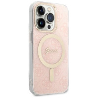Guess Set Guess GUBPP14LH4EACSP Case+ Charger iPhone 14 Pro 6.1" pink/pink hard case 4G Print MagSafe