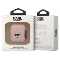Karl Lagerfeld KLA2RUNCHP AirPods 1/2 cover pink/pink Silicone Choupette Head 3D