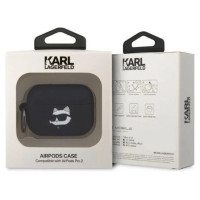 Karl Lagerfeld KLAP2RUNCHK AirPods Pro 2 cover black/black Silicone Choupette Head 3D