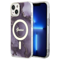 Guess GUHMP14SHTMRSU iPhone 14 6.1" purple/purple hardcase Golden Marble MagSafe
