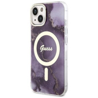 Guess GUHMP14SHTMRSU iPhone 14 6.1" purple/purple hardcase Golden Marble MagSafe