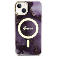 Guess GUHMP14SHTMRSU iPhone 14 6.1" purple/purple hardcase Golden Marble MagSafe