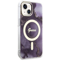 Guess GUHMP14SHTMRSU iPhone 14 6.1" purple/purple hardcase Golden Marble MagSafe