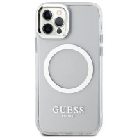 Guess Metal Outline Magsafe case for iPhone 12 / iPhone 12 Pro - silver