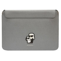 Karl Lagerfeld Saffiano Karl&Choupette case for a 16" laptop - silver