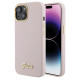 Guess Silicone Script Metal Logo & Frame case for iPhone 15 - pink