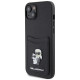 Karl Lagerfeld Saffiano Cardslot Karl&Choupette Metal Pin case for iPhone 15 - black