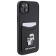Karl Lagerfeld Saffiano Cardslot Karl&Choupette Metal Pin case for iPhone 15 - black