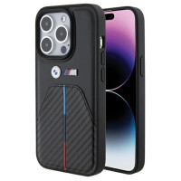 BMW Stamped Tricolor Stripe iPhone 15 Pro Case - Black
