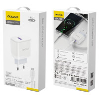Dudao A20EU USB-A 18W network charger - white + USB-A - micro USB cable