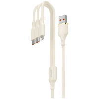 Dudao L7SE 3in1 USB-A - 2x USB-C / Lightning 66W Cable 1.2m - beige