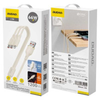 Dudao L7SE 3in1 USB-A - 2x USB-C / Lightning 66W Cable 1.2m - beige