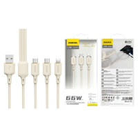 Dudao L7SE 3in1 USB-A - 2x USB-C / Lightning 66W Cable 1.2m - beige