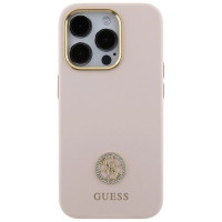 Guess Silicone Logo Strass 4G case for iPhone 15 Pro - light pink