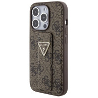 Guess Grip Stand 4G Triangle Strass case for iPhone 15 Pro - brown