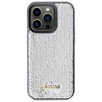 Guess Sequin Script Metal case for iPhone 14 Pro - silver