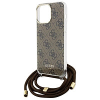 Guess Crossbody Cord 4G Print case for iPhone 15 Pro - brown