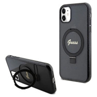Guess Ring Stand Script Glitter MagSafe case for iPhone 11 / Xr - black