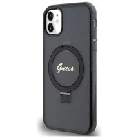 Guess Ring Stand Script Glitter MagSafe case for iPhone 11 / Xr - black