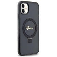Guess Ring Stand Script Glitter MagSafe case for iPhone 11 / Xr - black