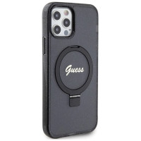 Guess Ring Stand Script Glitter MagSafe case for iPhone 12/12 Pro - black