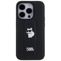 Karl Lagerfeld Gripstand Saffiano Choupette Pins case for iPhone 14 Pro Max - black