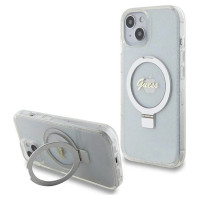 Guess Ring Stand Script Glitter MagSafe case for iPhone 15 / 14 / 13 - transparent