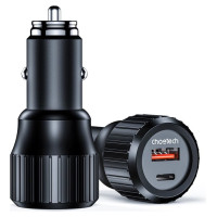 Choetech TC0010 USB-C USB-A PD 63W car charger - black