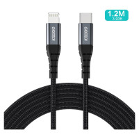 Choetech IP0039 USB-C / Lightning MFi cable, 1.2m long - black