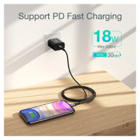 Choetech IP0041 USB-C / Lightning MFi 480Mb/s 3A 2 m cable - black