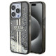Guess Liquid Glitter Gold Stripes case for iPhone 15 Pro - black