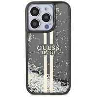 Guess Liquid Glitter Gold Stripes case for iPhone 15 Pro - black