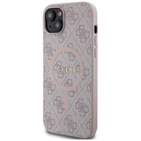 Guess 4G Collection Leather Metal Logo MagSafe Case for iPhone 14/15/13 - Pink