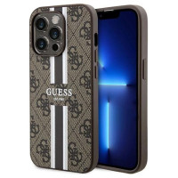 Guess 4G Printed Stripes MagSafe case for iPhone 15 Pro - brown