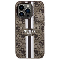Guess 4G Printed Stripes MagSafe case for iPhone 15 Pro - brown