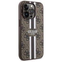 Guess 4G Printed Stripes MagSafe case for iPhone 15 Pro - brown