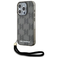 Karl Lagerfeld IML Mono KL Pattern & Cord case for iPhone 15 Pro - black