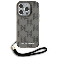 Karl Lagerfeld IML Mono KL Pattern & Cord case for iPhone 15 Pro - black
